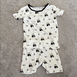 Kyte BABY Panda Print Kids Pajama Set - White and Black